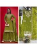 JD-587 | Pure Chinon Silk Kurti Sharara Dupatta Set | Embroidery & Sequence Work | M-XXL | Ready to Wear