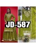 JD-587 | Pure Chinon Silk Kurti Sharara Dupatta Set | Embroidery & Sequence Work | M-XXL | Ready to Wear
