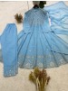 BE-495 Georgette Sequence Embroidered Round Top Pant Set