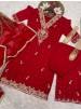 HK-1714 Heavy Faux Georgette Beads Dori Sequence Palazzo Suit Set