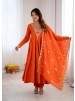 SRK-5370 Roman Silk Embroidered Sequence Anarkali Gown Set