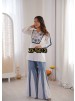 ZF-5013 Pure Roman Silk Mirror Work Designer Co-ord Set