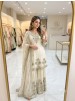 WW-1284 | Natural Satin Silk | Stone Hand Work | Ready to Wear