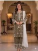 BE-465 | Rayon Embroidered Mirror Effect Palazzo Suit