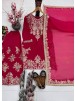Shop MT-1079 heavy natural silk embroidered palazzo suit with Chine sequence work, Micro Cotton inner and faux georgette lace-border dupatta.