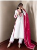 Shop ZSR-3190 Heavy Pure Chinnon suit with real mirror and Moti work, sequence embroidered pant and Fendy Silk lace-border dupatta.