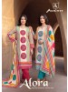 Shop ALORA by ALOK SUIT with Viscose Maslin designer print top, patch work embroidery and hand work, Viscose Rayon bottom and printed dupatta.