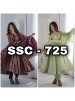 Shop SSC-725 designer party wear gown set with Heavy Viscose Jacquard, Real Mirror Lace Work, Micro Cotton inner and pant, plus matching 2.20m dupatta.