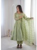Shop SSC-725 designer party wear gown set with Heavy Viscose Jacquard, Real Mirror Lace Work, Micro Cotton inner and pant, plus matching 2.20m dupatta.
