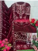 Shop BILQIS B-234 velvet designer suit with heavy embroidered handwork top, velvet bottom with embroidery lace and heavy embroidered dupatta at ₹1,499/-.